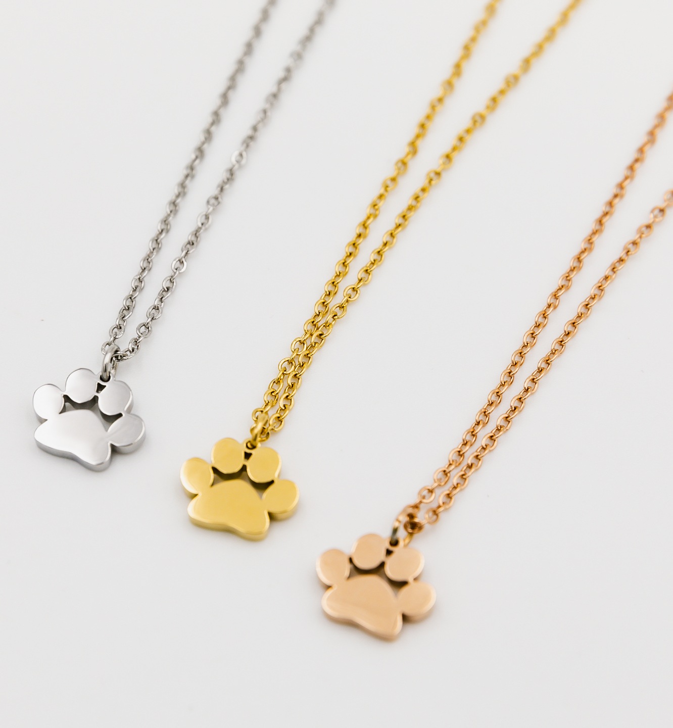 14k Gold Paw Print Disc Necklace